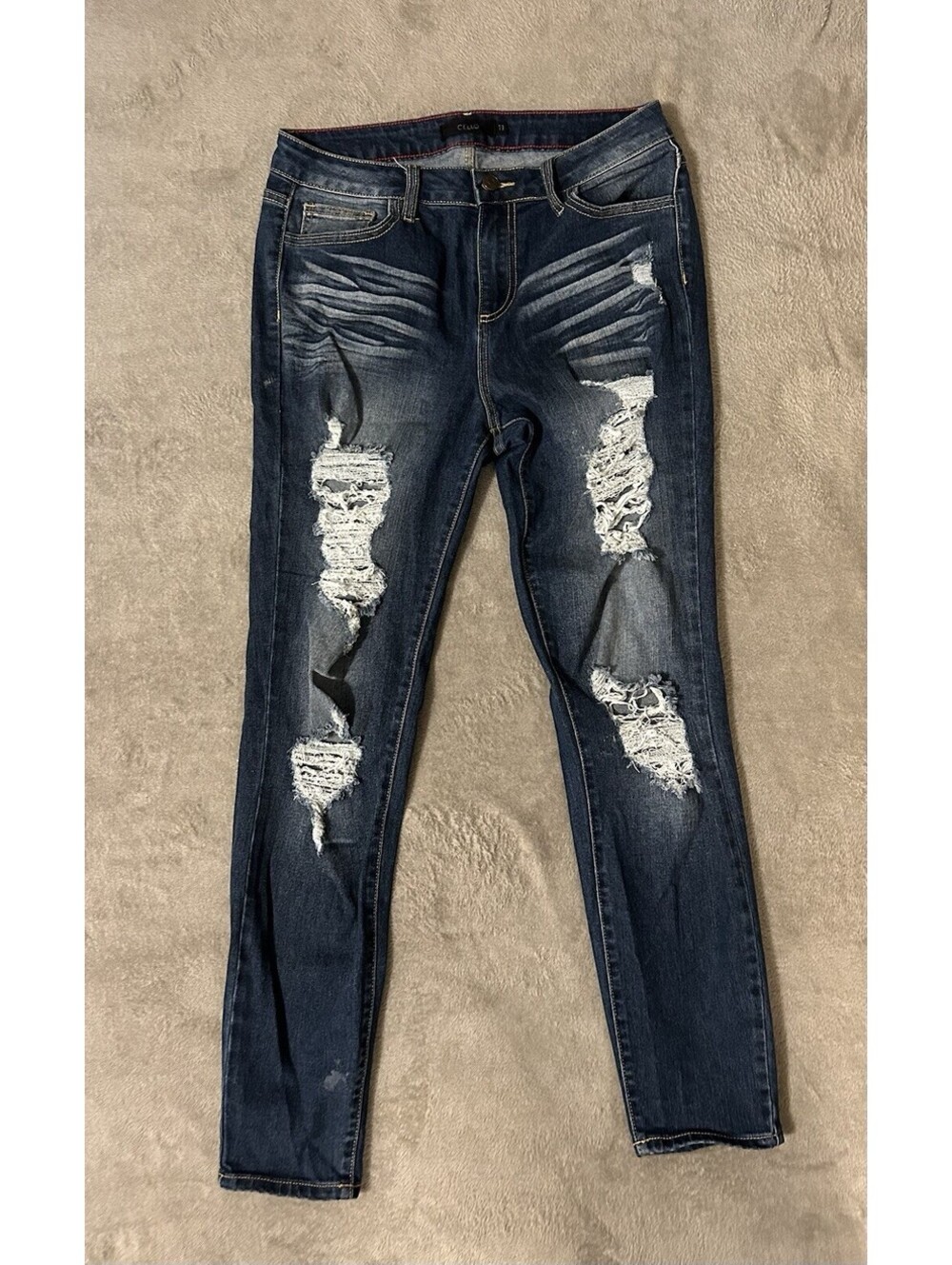 Women's Junior Distressed Jeans By Cello. Size 11. Dark Blue